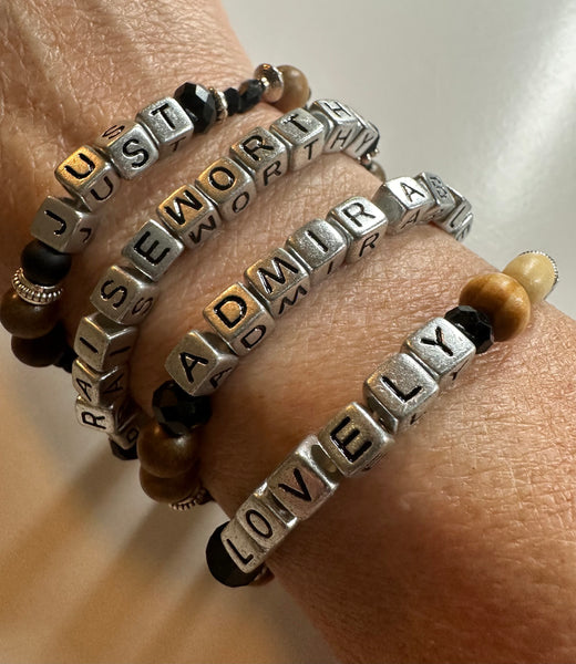 Philippians 4:8 Think on These Things Bracelets Stack of 4