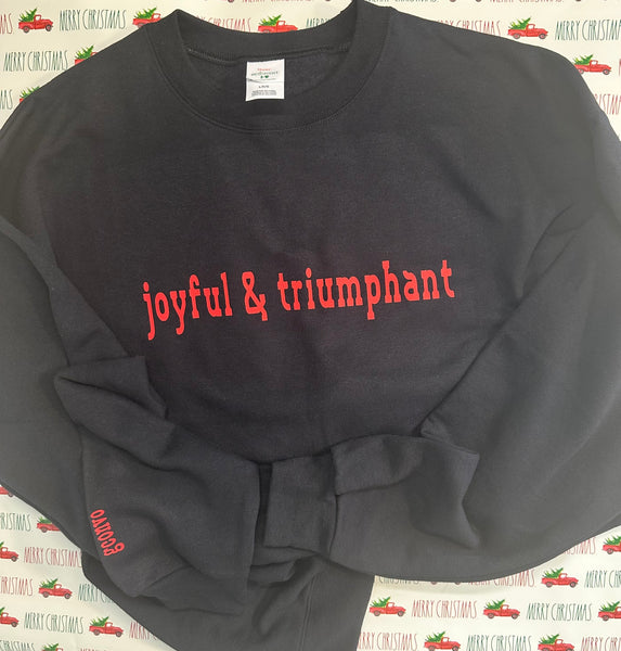 Joyful & Triumphant Sweatshirt, Men's, Women's "Boyfriend" Look, Heather Black