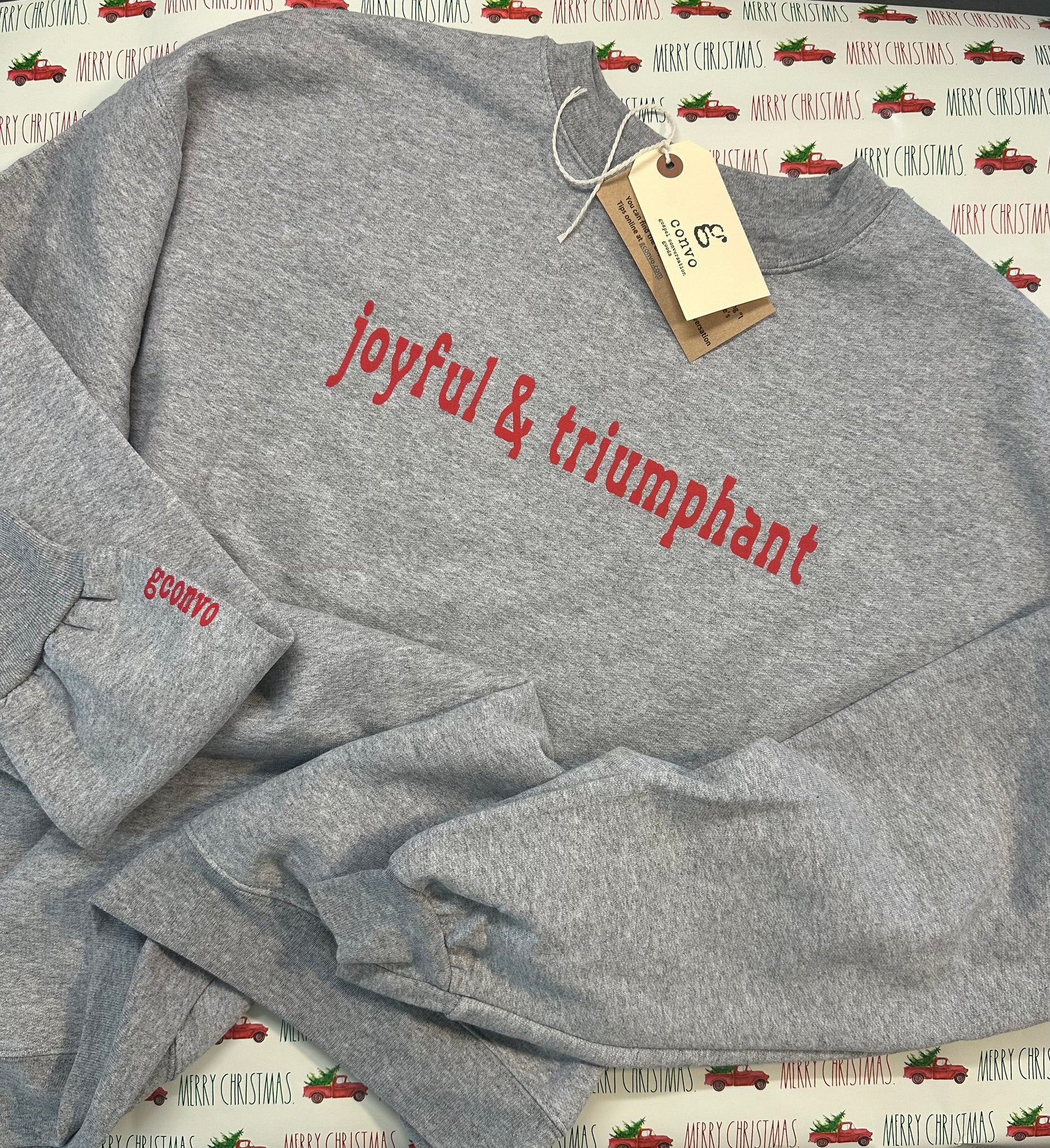 Joyful & Triumphant Sweatshirt, Men's, Women's "Boyfriend" Look, Gray Steel